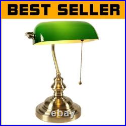 Vintage Green Glass Bankers Desk Lamp Pull Chain Switch