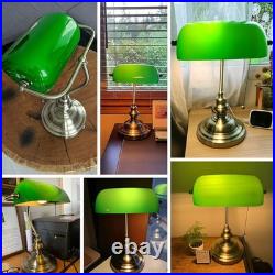 Vintage Green Glass Bankers Desk Lamp Pull Chain Switch