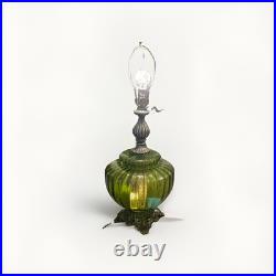 Vintage Green Glass Hollywood Regency Style Mid Century Lamp Works 3 Ways Vintage Green Glass Hollywood Regency Style Mid Century Lamp Works 3 Ways