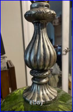 Vintage Green Glass Hollywood Regency Style Mid Century Lamp Works 3 Ways Vintage Green Glass Hollywood Regency Style Mid Century Lamp Works 3 Ways
