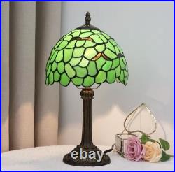 Vintage Green Leaf Tiffany Style Stained Glass Table Lamp Bedside Light Decor