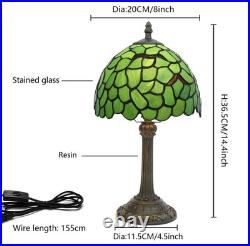 Vintage Green Leaf Tiffany Style Stained Glass Table Lamp Bedside Light Decor