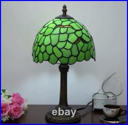 Vintage Green Leaf Tiffany Style Stained Glass Table Lamp Bedside Light Decor