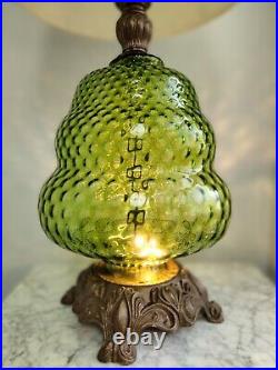 Vintage Green Table Lamp Hobnail Glass by Duralastics 1973 (Big Boy)