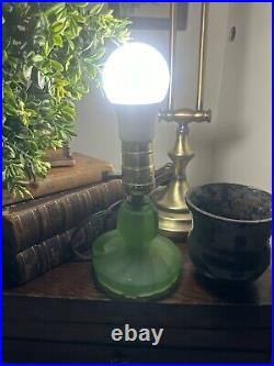 Vintage Green Uranium Vaseline Electric Table Lamps GLOW! Depression Area