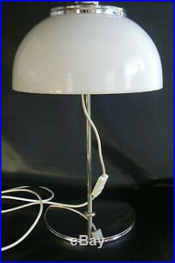 Vintage HARVEY GUZZINI Table Lamp Space Age White 1960's/70 Original Label Italy