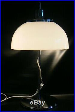 Vintage HARVEY GUZZINI Table Lamp Space Age White 1960's/70 Original Label Italy