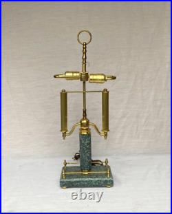 Vintage HOUSE OF TROY Brass & Green Marble 2 light Desk Table 23 Lamp Rare