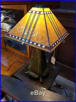 Vintage Hand Built Copper Bronze Table Lamp in the Arts and Crafts MIssion Style