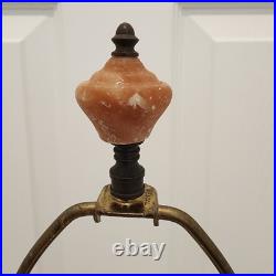 Vintage Hand Carved Alabaster Marble & Brass Table Lamp Matching Carved Finial