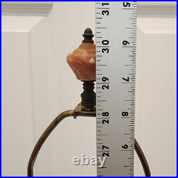 Vintage Hand Carved Alabaster Marble & Brass Table Lamp Matching Carved Finial