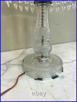 Vintage Hand-Cut Crystal and Bronze Table Lamp