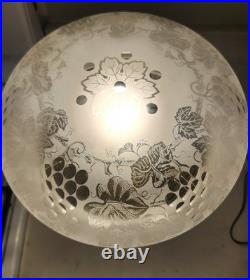 Vintage Hand Painted Roses Domed Glass Table Lamp