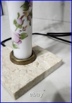 Vintage Hand Painted Roses Domed Glass Table Lamp