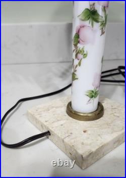 Vintage Hand Painted Roses Domed Glass Table Lamp
