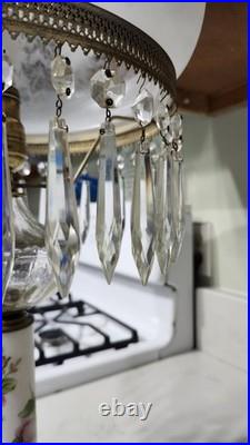 Vintage Hand Painted Roses Domed Glass Table Lamp