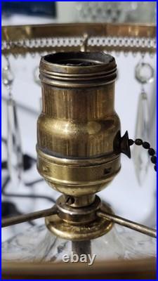 Vintage Hand Painted Roses Domed Glass Table Lamp