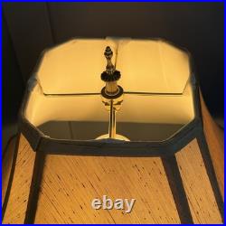 Vintage Hand Painted Wood Cottage Floral Table Lamp Silk Shade English Country