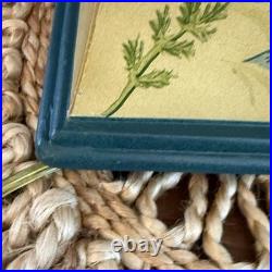 Vintage Hand Painted Wood Cottage Floral Table Lamp Silk Shade English Country