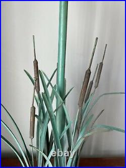 Vintage Handmade Metal Copper Cattails Table Lamp Cattail Plant Lake Decor