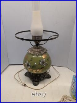 Vintage Handpainted Floral Glass 3 Way Lamp