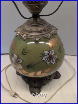 Vintage Handpainted Floral Glass 3 Way Lamp