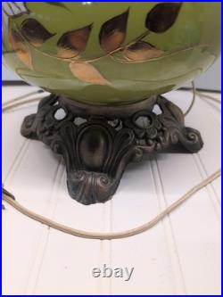 Vintage Handpainted Floral Glass 3 Way Lamp