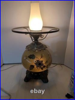 Vintage Handpainted Floral Glass 3 Way Lamp