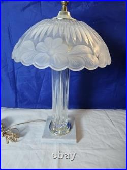 Vintage Heavy Crystal Shade-Crystal Tower- Marble Base-Brass Accent Table Lamp