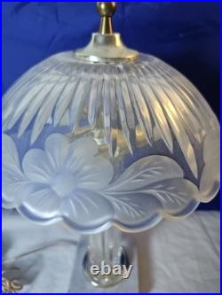 Vintage Heavy Crystal Shade-Crystal Tower- Marble Base-Brass Accent Table Lamp