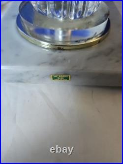 Vintage Heavy Crystal Shade-Crystal Tower- Marble Base-Brass Accent Table Lamp