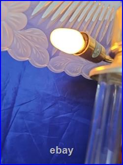 Vintage Heavy Crystal Shade-Crystal Tower- Marble Base-Brass Accent Table Lamp