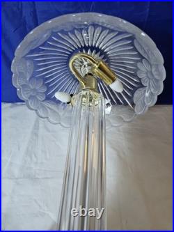 Vintage Heavy Crystal Shade-Crystal Tower- Marble Base-Brass Accent Table Lamp