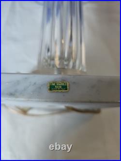 Vintage Heavy Crystal Shade-Crystal Tower- Marble Base-Brass Accent Table Lamp