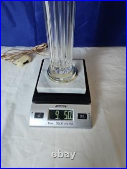 Vintage Heavy Crystal Shade-Crystal Tower- Marble Base-Brass Accent Table Lamp