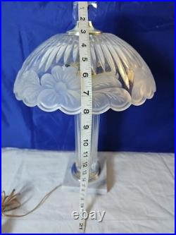 Vintage Heavy Crystal Shade-Crystal Tower- Marble Base-Brass Accent Table Lamp