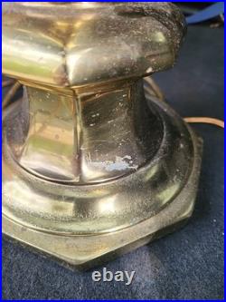 Vintage Heavyweight Solid Brass Table Lamp With Polished Finish 30 3/4 Tall
