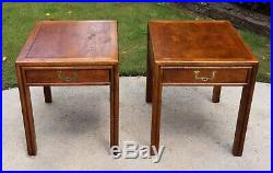 Vintage Henredon Artefacts Campaign Style Side / End / Lamp Tables. Set Of 2