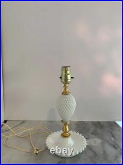 Vintage Hobnail Milk Glass Table Lamp With Handcrafted Tula Pink Squirrel Shade Vintage Hobnail Milk Glass Table Lamp With Handcrafted Tula Pink Squirrel Shade