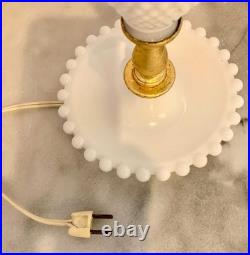 Vintage Hobnail Milk Glass Table Lamp With Handcrafted Tula Pink Squirrel Shade Vintage Hobnail Milk Glass Table Lamp With Handcrafted Tula Pink Squirrel Shade