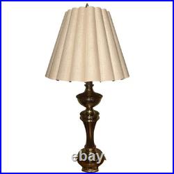 Vintage Hollywood Regency 33 Brass Tone Table Lamp JCPenney Pleated Shade Vintage Hollywood Regency 33 Brass Tone Table Lamp JCPenney Pleated Shade