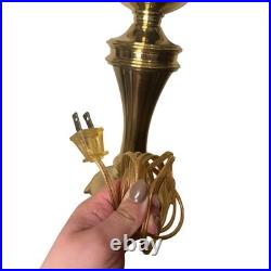 Vintage Hollywood Regency 33 Brass Tone Table Lamp JCPenney Pleated Shade