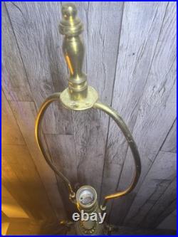 Vintage Hollywood Regency Cut Glass Table Lamp Ornate Brass Base Harp Finial 25