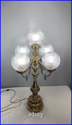 Vintage Hollywood Regency MCM 5 Globe Ornate Table Lamp 4 Arm / 5 Light