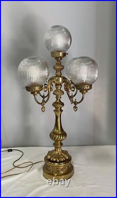 Vintage Hollywood Regency MCM 5 Globe Ornate Table Lamp 4 Arm / 5 Light