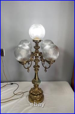 Vintage Hollywood Regency MCM 5 Globe Ornate Table Lamp 4 Arm / 5 Light