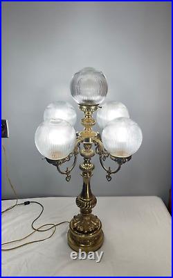 Vintage Hollywood Regency MCM 5 Globe Ornate Table Lamp 4 Arm / 5 Light