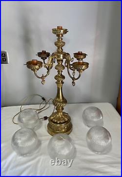 Vintage Hollywood Regency MCM 5 Globe Ornate Table Lamp 4 Arm / 5 Light