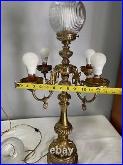 Vintage Hollywood Regency MCM 5 Globe Ornate Table Lamp 4 Arm / 5 Light