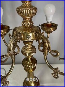 Vintage Hollywood Regency MCM 5 Globe Ornate Table Lamp 4 Arm / 5 Light